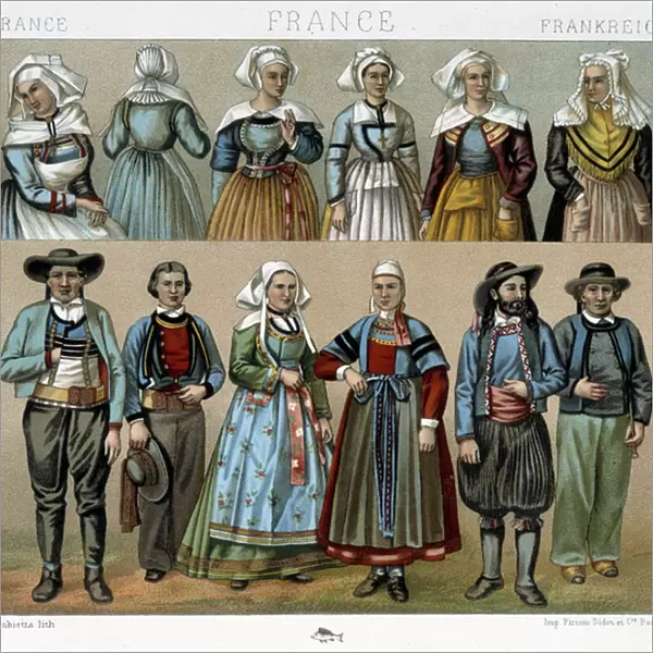 19th century Breton costumes - in 'Le costume ancien et historique'