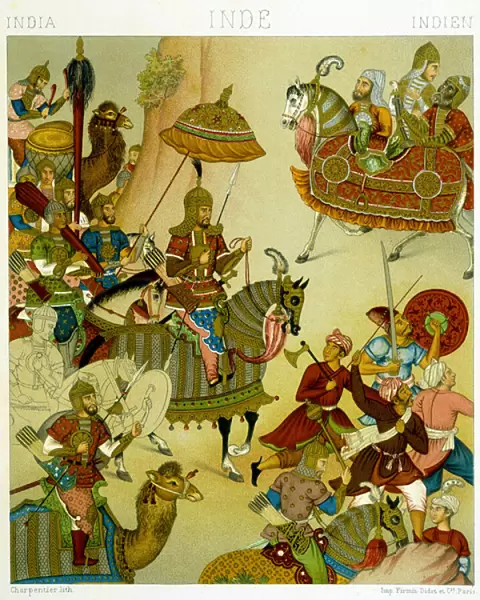 16th century war suits in India. Chromolithographic plate - in '