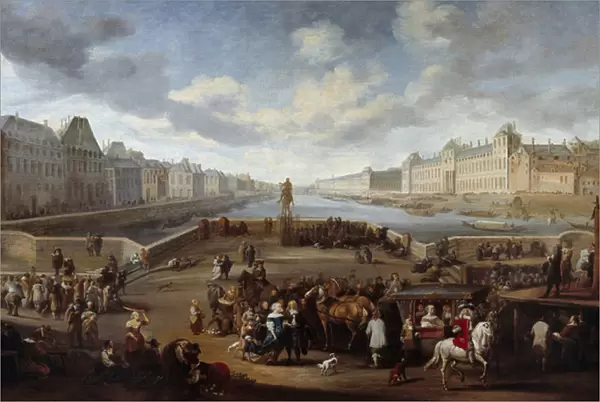View of Paris with the Louvre, taken from the Henri IV bridge (Actuel Pont Neuf)