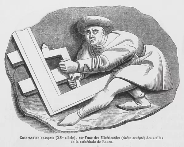 French carpenter, carving from a misericord in Rouen Cathedral, 15th Century (engraving)