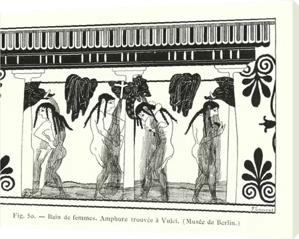 Ancient Greek womens baths (litho)