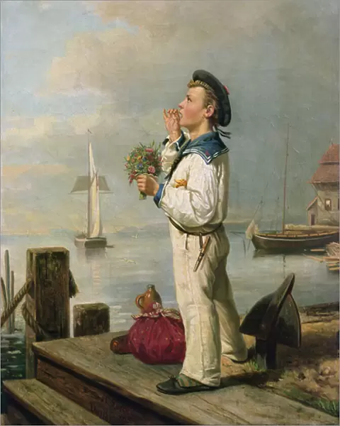 Little sailor waiting on the quay, 1863 (oil on canvas)