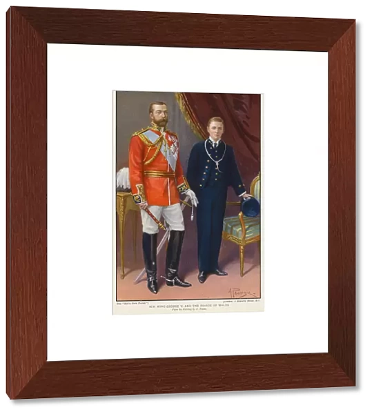 King George V and the Prince of Wales (colour litho)