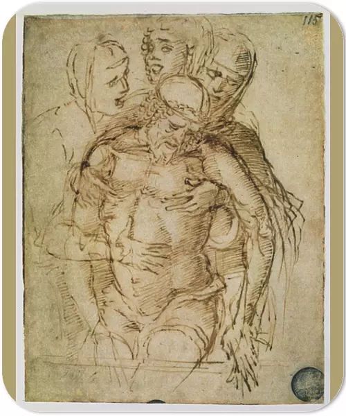 Pieta, attributed to either Giovanni Bellini (c. 1430-1516) or Andrea Mantegna (1430-1516) (pen and ink on paper)
