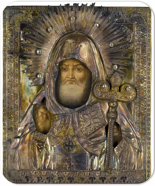 Saint Mitrophane de Voronej (1623-1703) - Saint Mitrofan of Voronezh - Peinture de Michail Vasilyevich Borodulin(?-1859), 1835 - Tempera on panel - Private Collection
