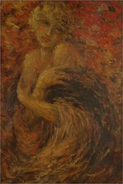 Fanny, wrapped in a cloak, (oil on canvas)