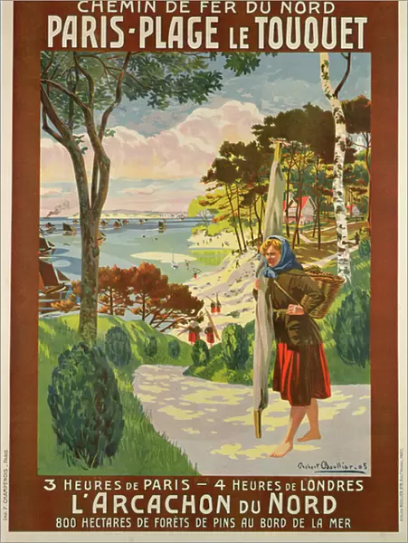 Poster advertising Paris-Plage le Touquet, Pas de Calais, c. 1910 (colour litho)