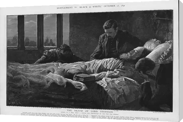 The death of Alfred, Lord Tennyson, English Poet Laureate, 6 October 1892 (litho)