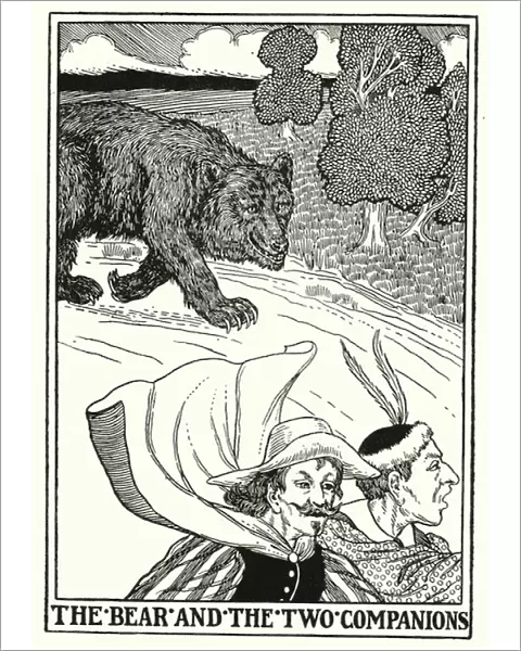 Fables of La Fontaine: The bear and the two companions (litho)