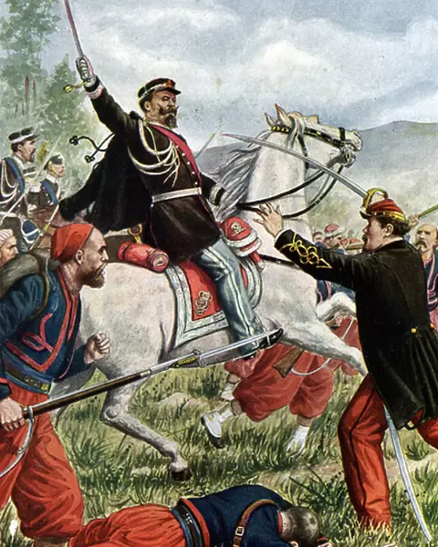 Italian Campaign: 'The Battle of Solferino and San Martino on 24  /  06  /  1859'King Victor-Emmanuel (Victor Emmanuel) (Vittorio Emanuele) II of Savoy (King Victor Emmanuel during the Battle of Solferino)
