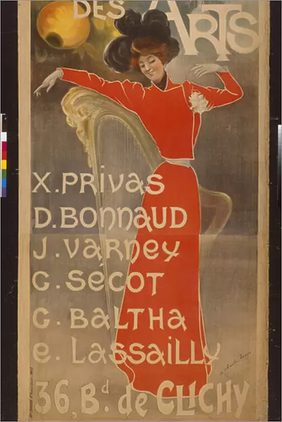 Cabaret des Arts  /  X. Privas, D. Bonnaud, J. Varney, G. Secot, G. Baltha, E. Lassailly, 1900 (lithography)
