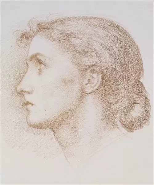Head study of a young woman, c. 1880 (chalk on paper)
