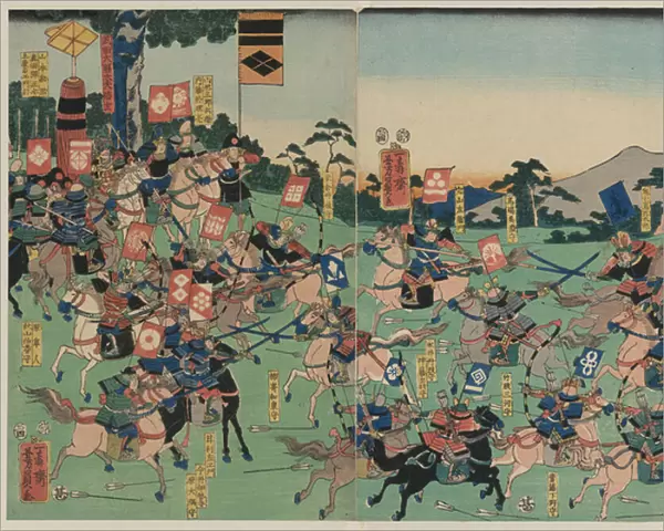 Battle at Kawanakajima, 1857 (woodcut)