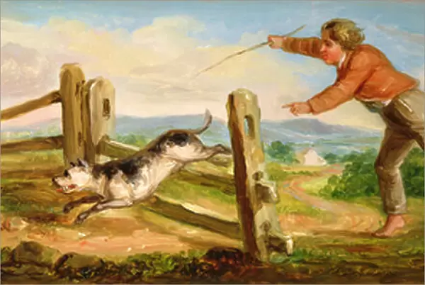Boy Chasing a Pig, 1836 (oil on panel)