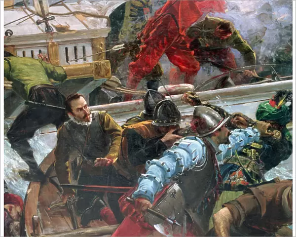 The Battle of Lepanto of 1571, detail of soldiers, 1887 (detail of 86694)