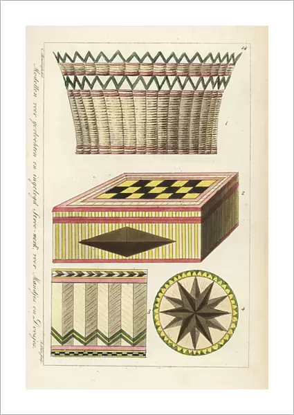 Patterns for basket, box and mat in woven straw