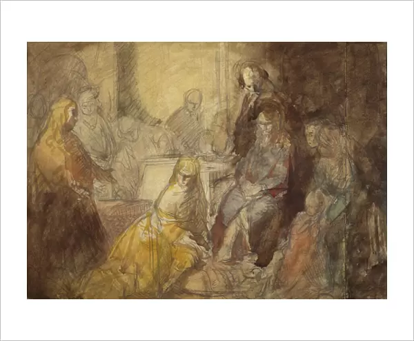 Mary Magdalene Annointing Christs Feet (pencil & w / c)