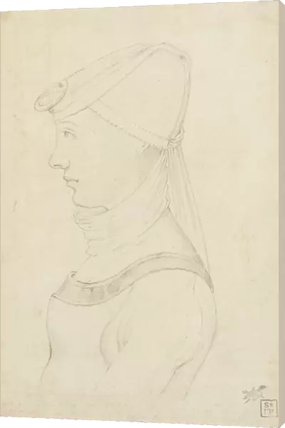Head and shoulders of a woman in a headdress, in profile to the left, 1601-1700 (graphite on paper)