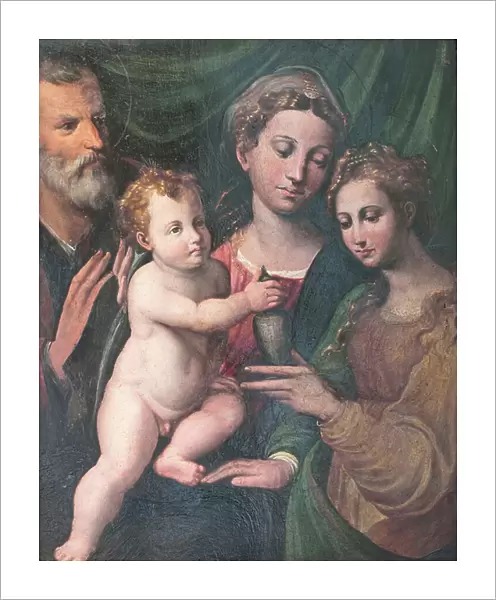 Virgin and Child with St Joseph and St Mary Magdalen, (oil on panel)
