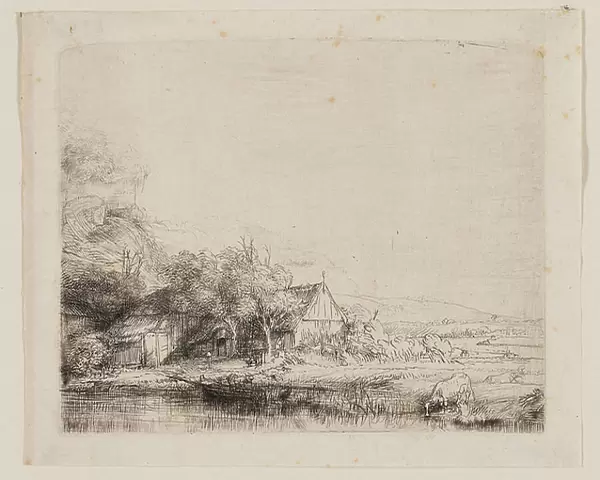 Landscape with a Cow Drinking, c. 1650 (etching and drypoint on ivory laid paper)