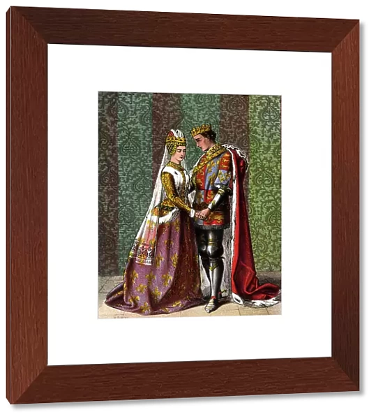 Henry V, King of England, courting Katherine of Valois, scene from Henry V by William Shakespeare (chromolithograph)