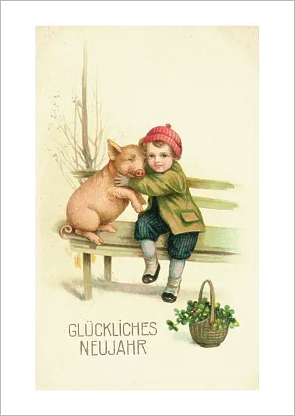 German New Year card (colour litho)
