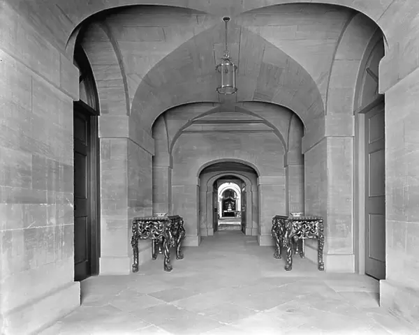 The vaulted approach to the chapel, Grimsthorpe Castle, Lincolnshire, from The Country Houses of Sir John Vanbrugh by Jeremy Musson, published 2008 (b / w photo)