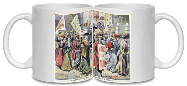 Suffragette Demonstration in London, from Le Petit Journal, 1908 (coloured engraving)