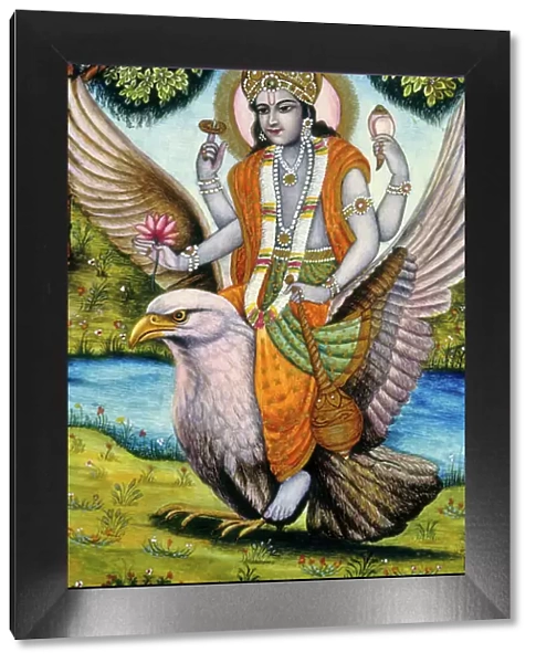 Lord Vishnu Sitting on Garuda India