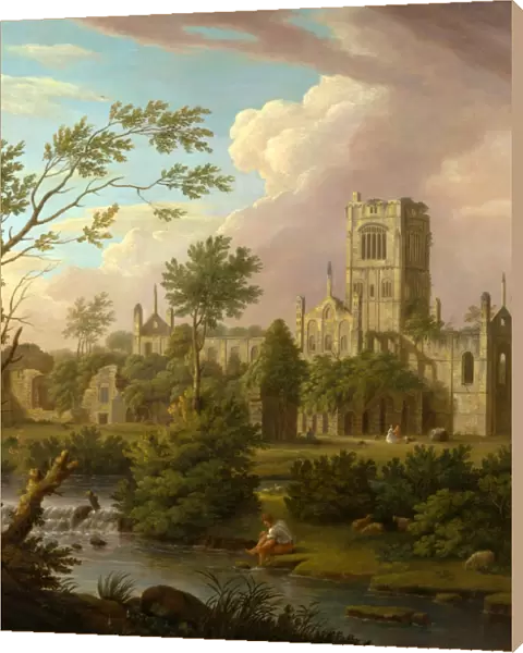 Kirkstall Abbey, Yorkshire Signed and dated in brown paint, lower left: J