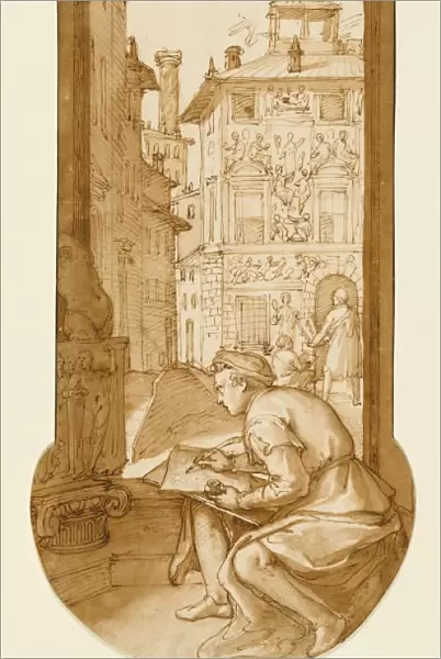 Taddeo Drawing after the Antique, In the Background Copying a F