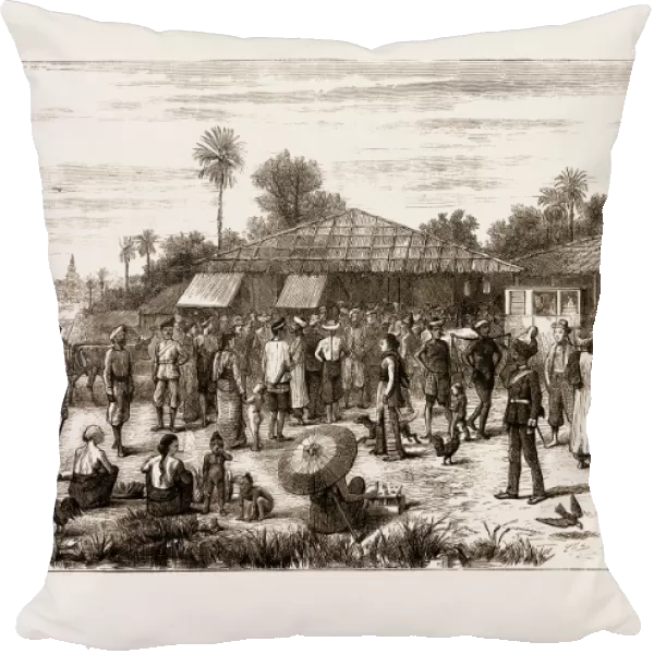 A Bazaar in Burmah, Burma, 1875