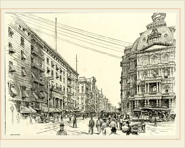 Broadway, showing Astor house and the post office, US, USA, 19th century