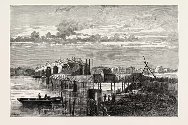 Blackfriars old bridge, London, UK, 19th century engraving