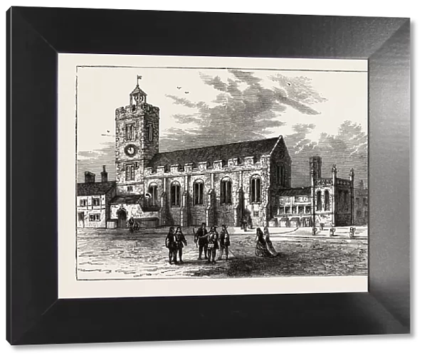 THE CHURCH OF ST. MICHAEL AD BLADUM, A. D. 1585. London, UK, 19th century engraving