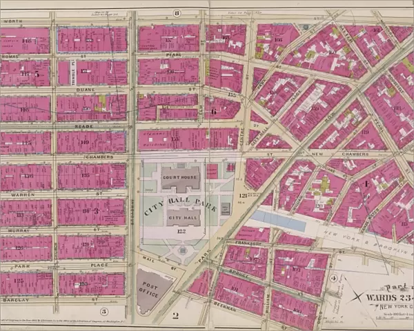 Manhattan, V. 4, Double Page Plate No. 5 [Map bounded by Worth St. New Bowery, Pearl St