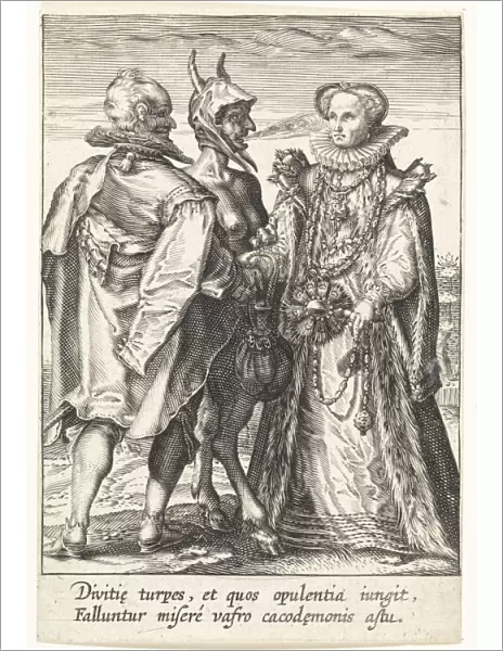 Marriage of wealth closed by the devil, Jan Saenredam, Anonymous, Hendrick Goltzius