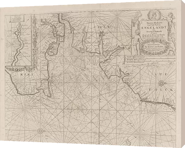Sea chart of part of the east coast of England at the mouth of the Thames, Jan Luyken