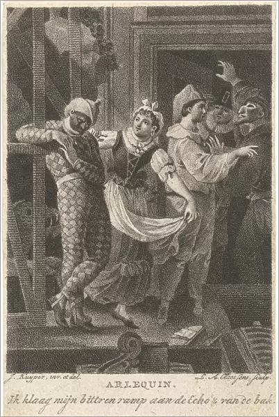 Harlequin on the scene, Lambertus Antonius Claessens, 1801