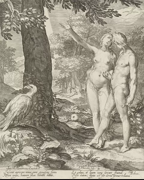 Adam and Eve before the Tree of Knowledge of Good and Evil, print maker: Jan Saenredam