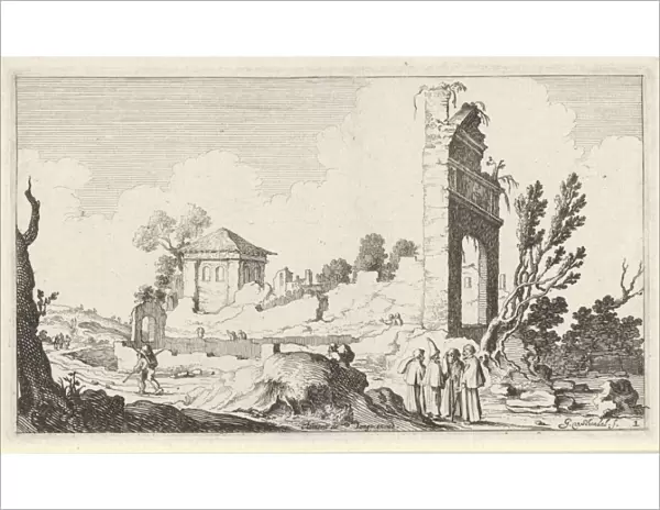 Collines with a crumbling wall and a gate, Gillis van Scheyndel (I), Clement de Jonghe