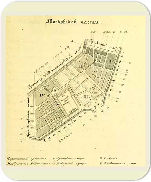 Moscow, Russia, map, 19th century engraving