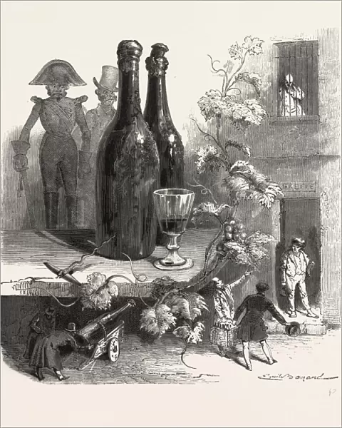 Wine bottles and glass by Emile Bayard, 1837 - 1891, France