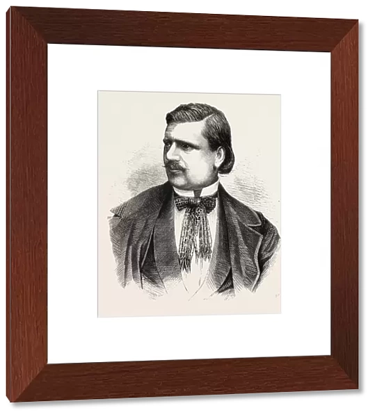 Antonio Giuglini, the Great Tenor Singer, 1860 Engraving