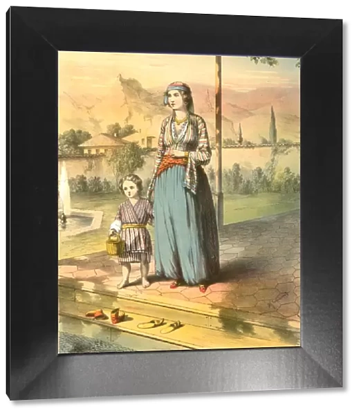Turkish woman and child, Turkey. Travels through Turkey 1862. By Rev. Henry J. Van Lennep