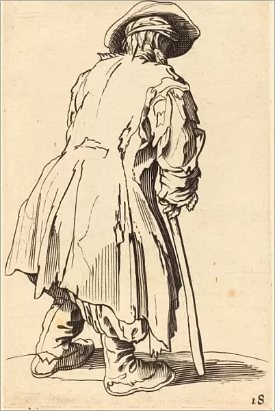 after Jacques Callot, Old Beggar with One Crutch, etching