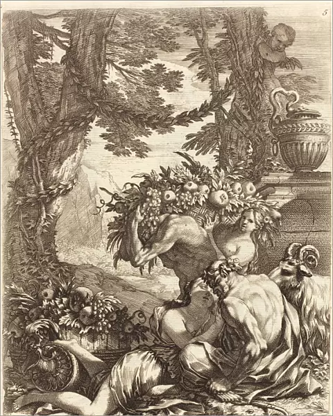 Michel Dorigny (French, 1617 - 1665), Faun Embracing a Bacchante, 1650s, etching