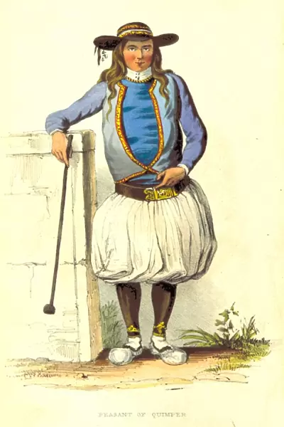 Quimper peasant, A Summer in Brittany, 19th century engraving