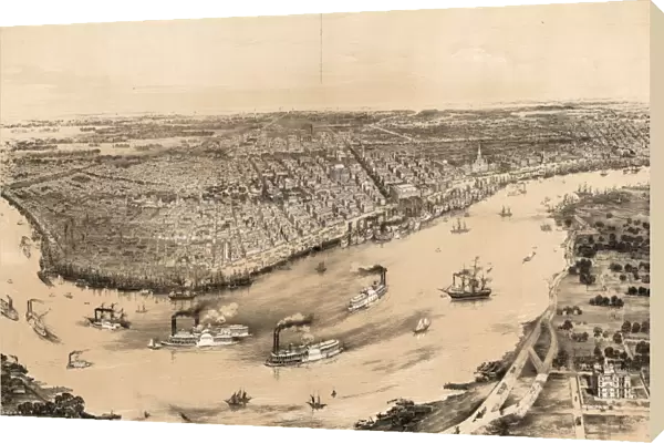 Birds eye view of New Orleans drawn from nature on stone by J. Bachman circa 1851