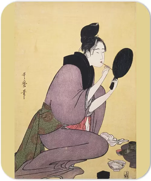 Kuchi-beni] = [Painting the lips], Kitagawa, Utamaro (1753?-1806), (Artist), Date Created